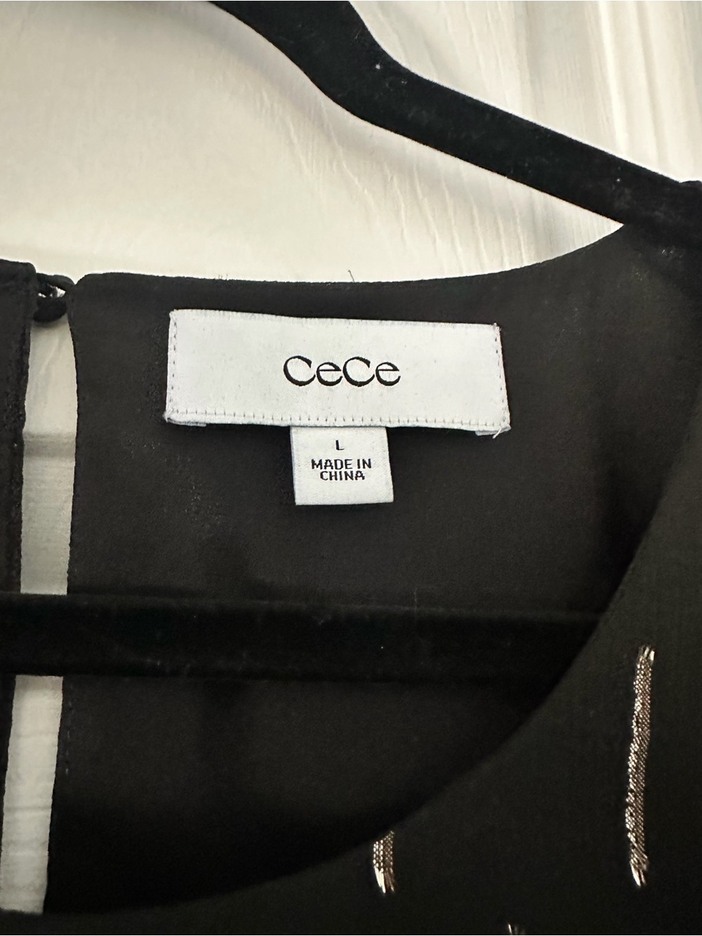 CeCe Black Blouse with Gold Metallic Stripe Detail - Picture 3 of 4
